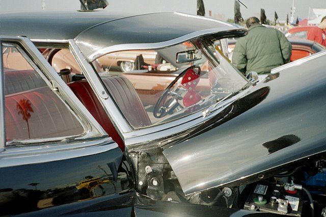 picture of a 1950 Cadillac with hood open