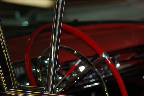 sterring wheel on a vintage Cadillac