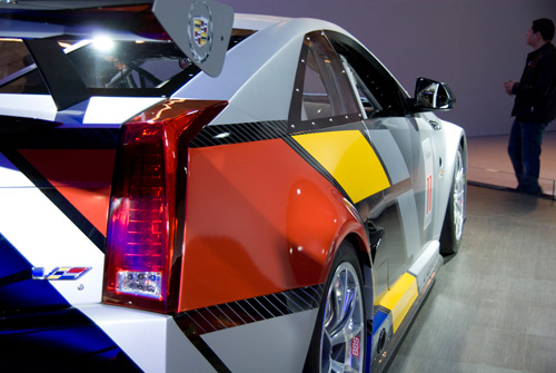 rear wing and corner panel of the CTS-V race car.