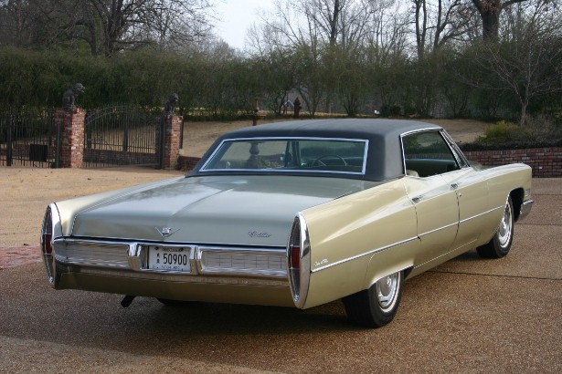 Rear lights and bumper on a 1967 Cadillac.
