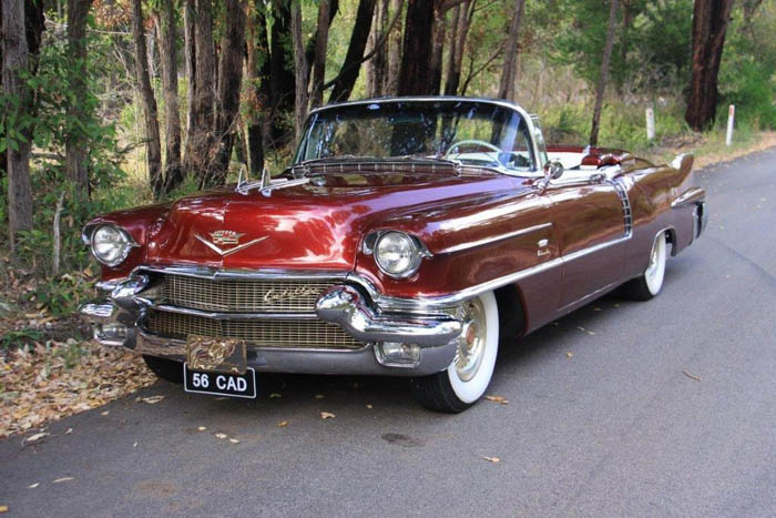 Sweet looking 1956 red Cadillac convertible.