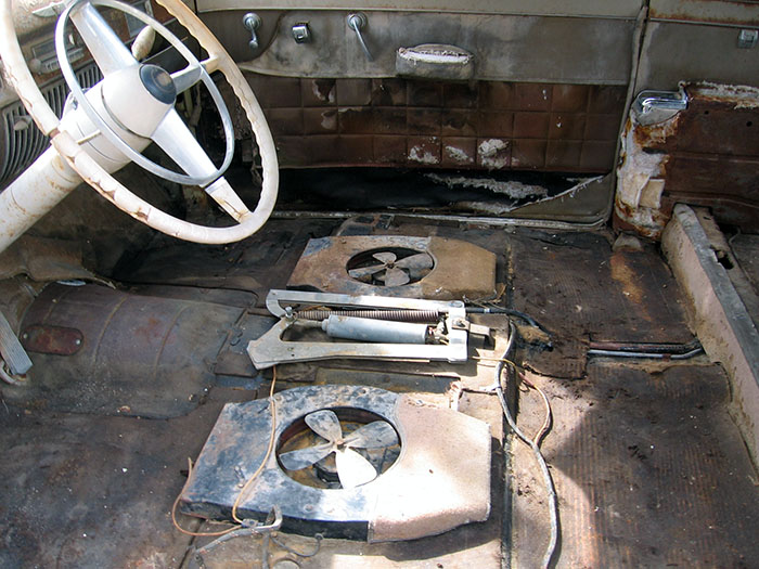 Inside 1949 cadillac 