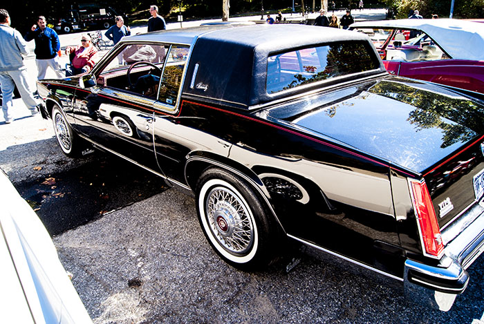 Black Cadillac with white reflection