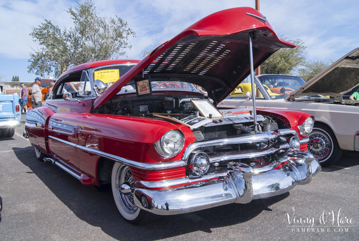 Cadillac with hood open Apache Junction Car Show