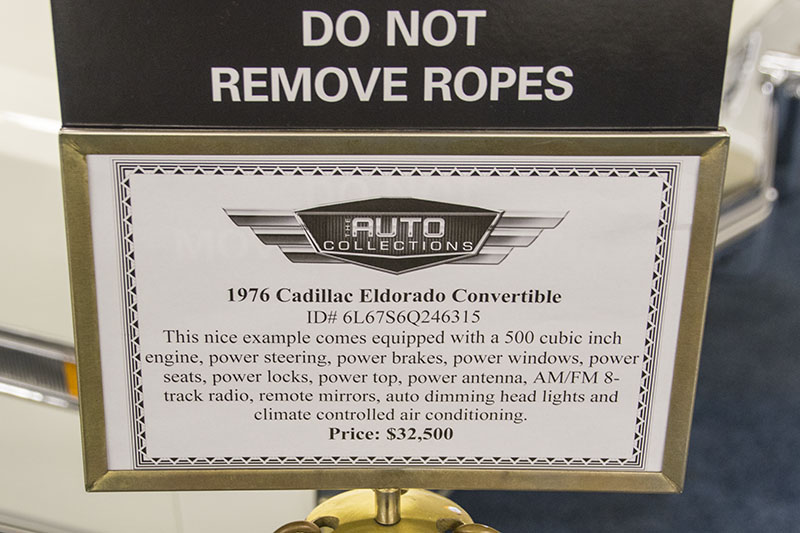 1976 Cadillac convertible sign